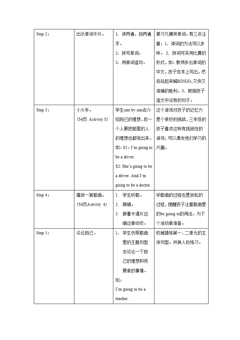 外研版英语（一年级起点）三年级上册 Module 9 表格式教学设计.doc第8页