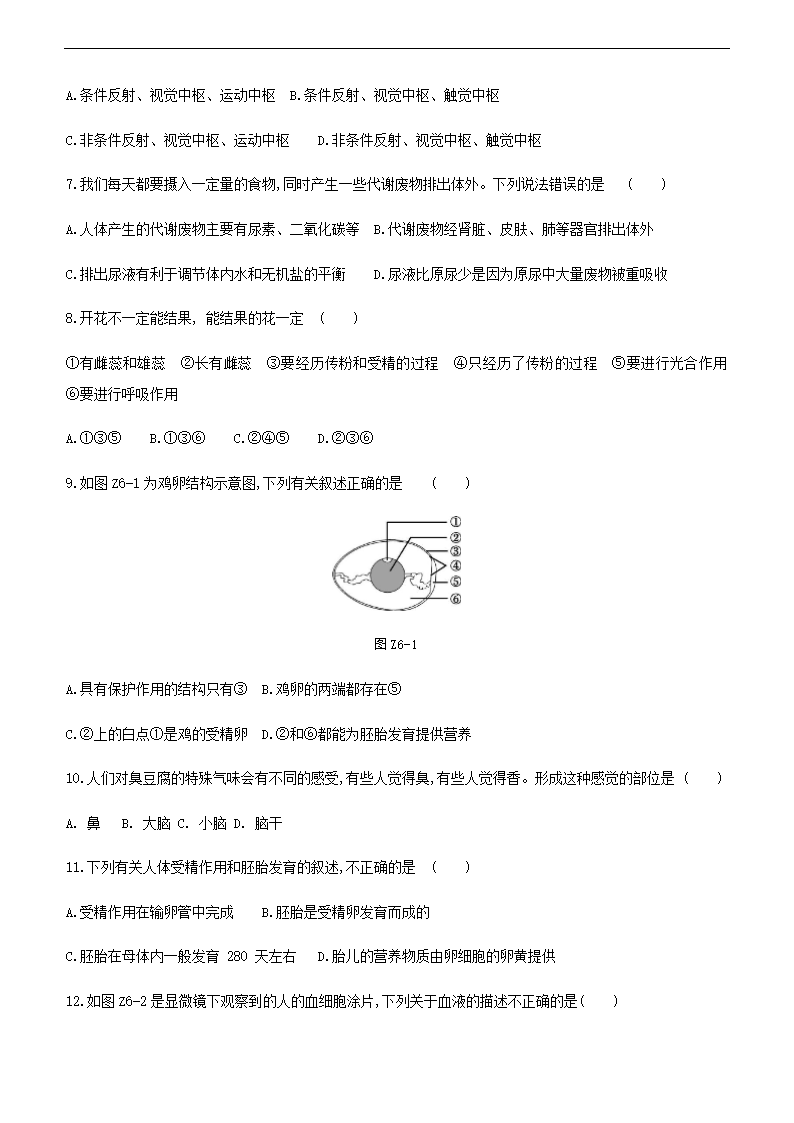 2021年江苏中考生物总复习综合训练(六) （word版 含答案）.doc第2页