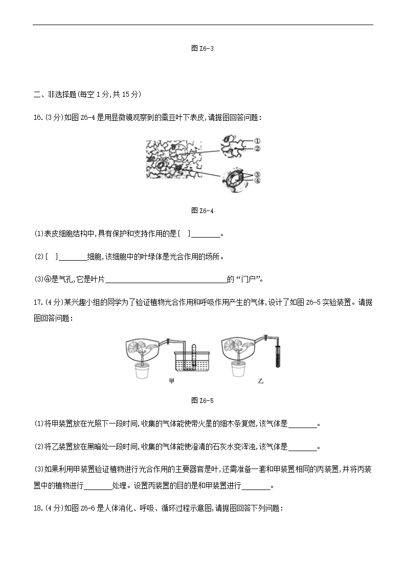 2021年江苏中考生物总复习综合训练(六) （word版 含答案）.doc第4页