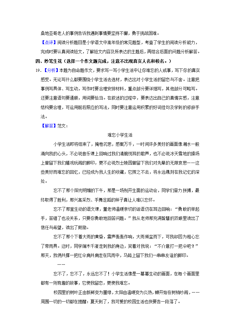 2022年山东省潍坊市安丘市小升初语文试卷（有解析）.doc第17页