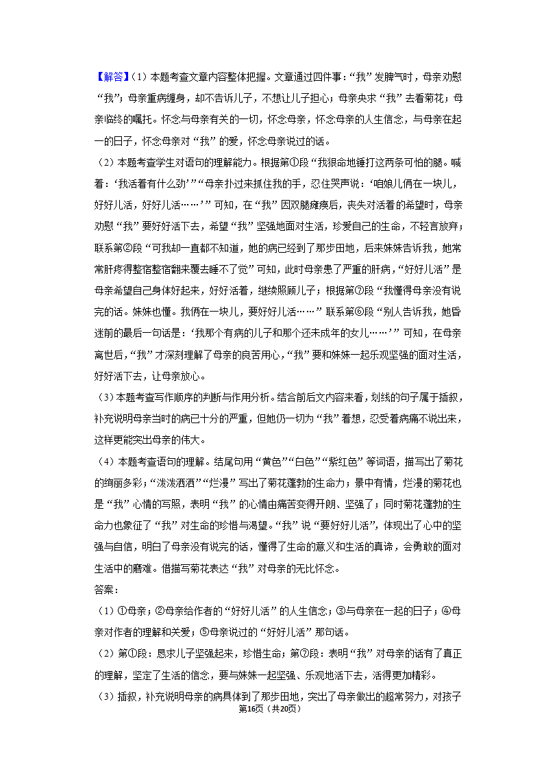 期中练习卷2022-2023学年部编版语文七年级上册（含答案）.doc第16页