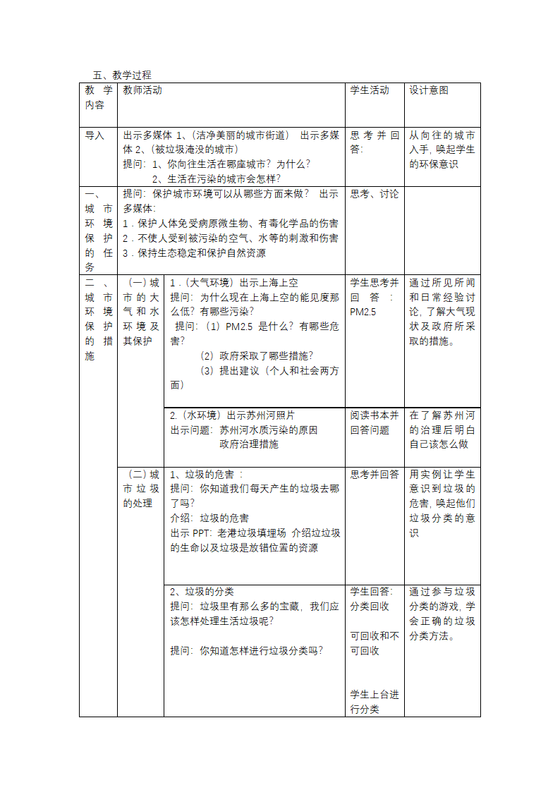 沪教版生物八年级第二册 6.1.3 城市环境保护 教案.doc第2页