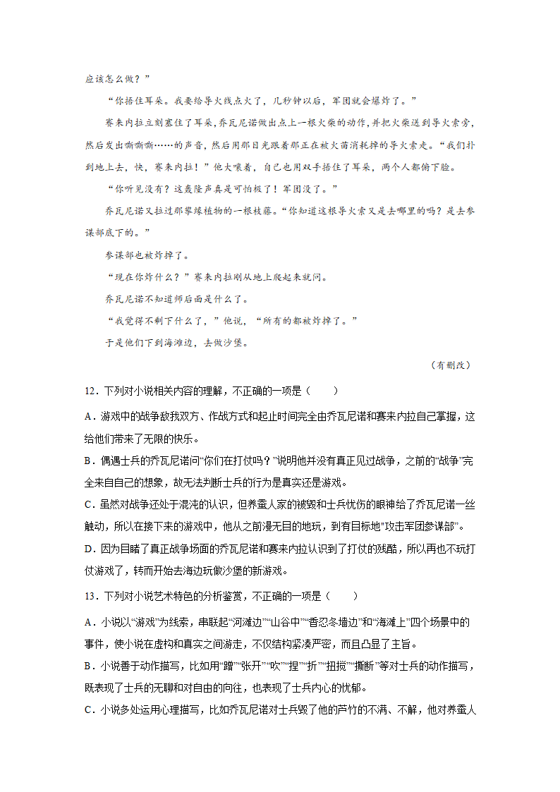 高考语文文学类分类训练：外国小说（含答案）.doc第12页