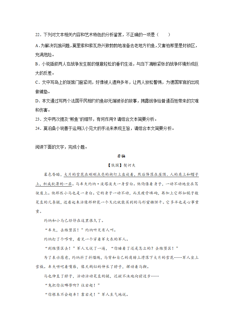 高考语文文学类分类训练：外国小说（含答案）.doc第21页