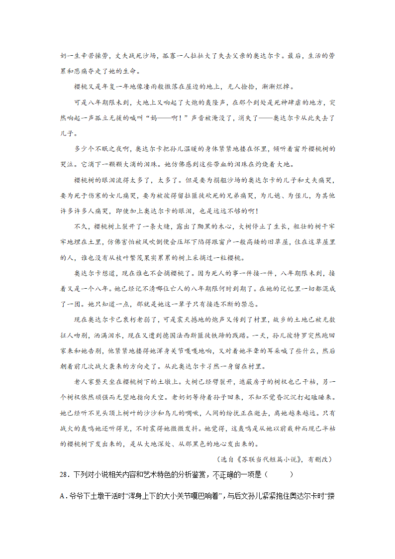 高考语文文学类分类训练：外国小说（含答案）.doc第26页