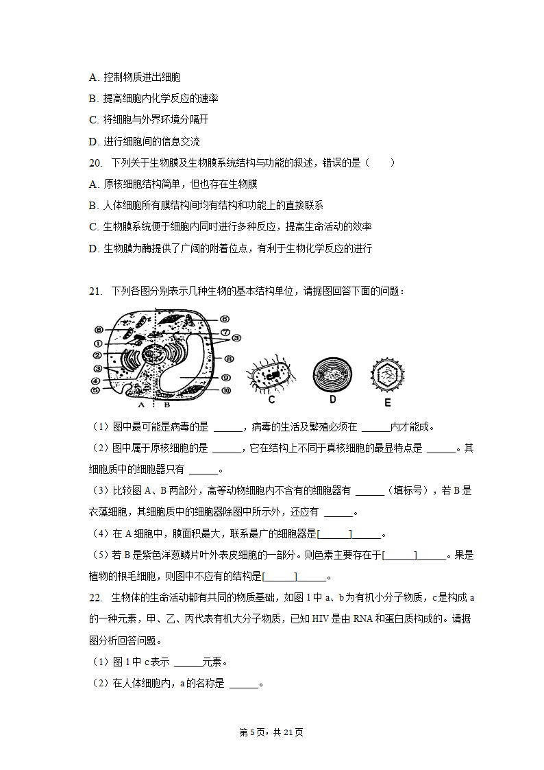 2022-2023学年辽宁省鞍山市高一（上）期中生物试卷（A卷）（含解析）.doc第5页