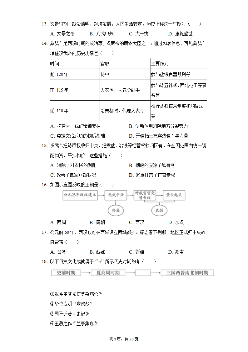 2021-2022学年江苏省苏州市七年级（下）期初历史试卷（含解析）.doc第3页