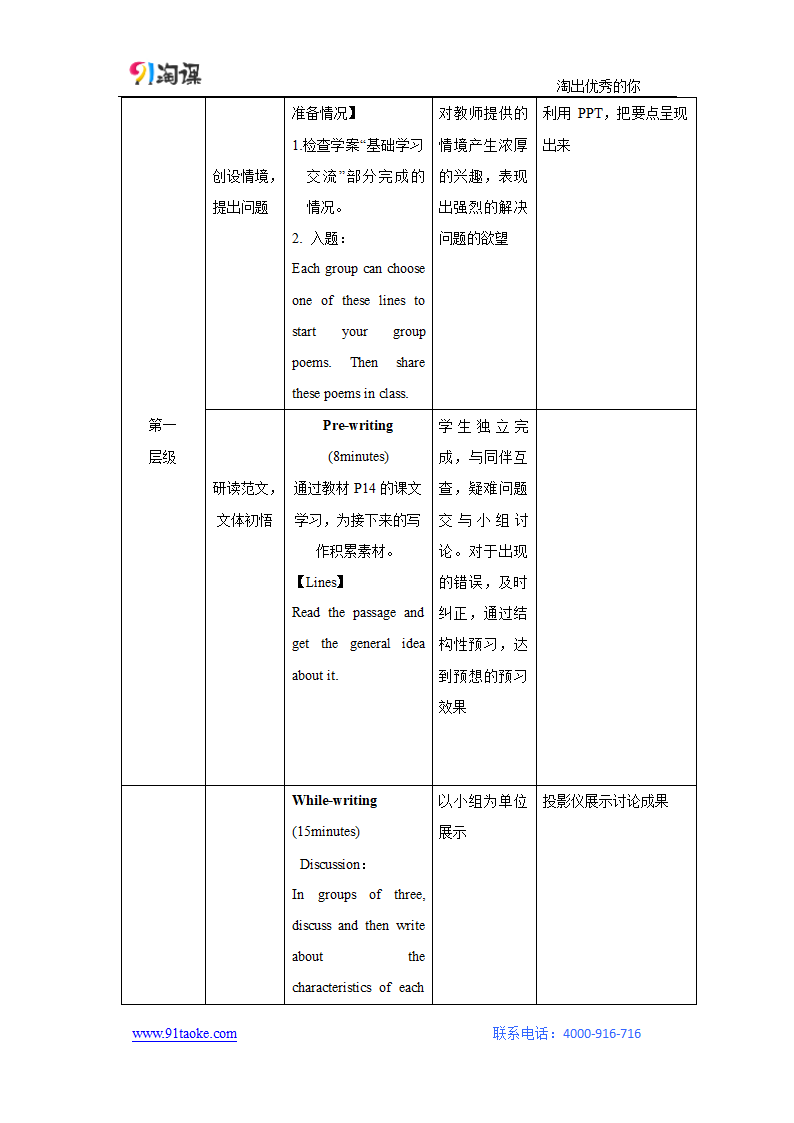 英语-人教版-选修6-教学设计7：Writing.doc-Period Three Grammar and Writing-Unit 2 Poems-教学设计.doc第2页