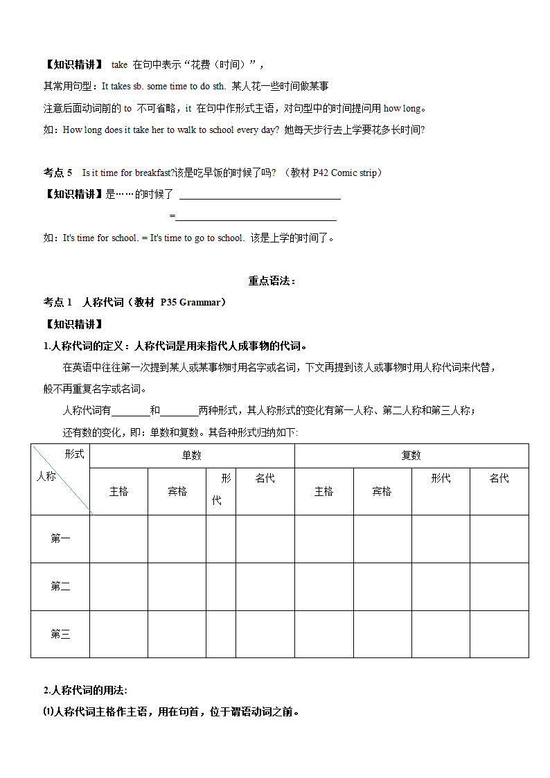 牛津译林版英语七年级上册  Unit 3-Unit 4 复习学案（无答案）.doc第4页