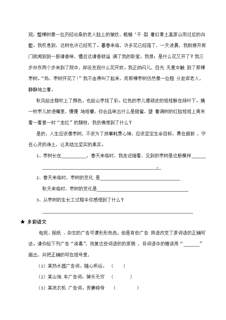 统编版六年级语文（上）《寒假作业》练习 二（含答案）.doc第2页