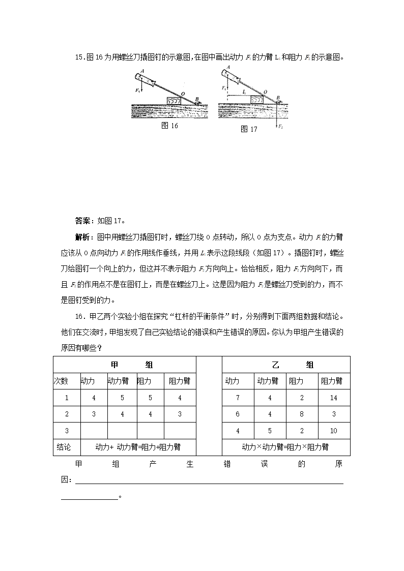 【名师备课】人教版八下物理12.1《杠杆》教学设计+同步测试.doc第14页