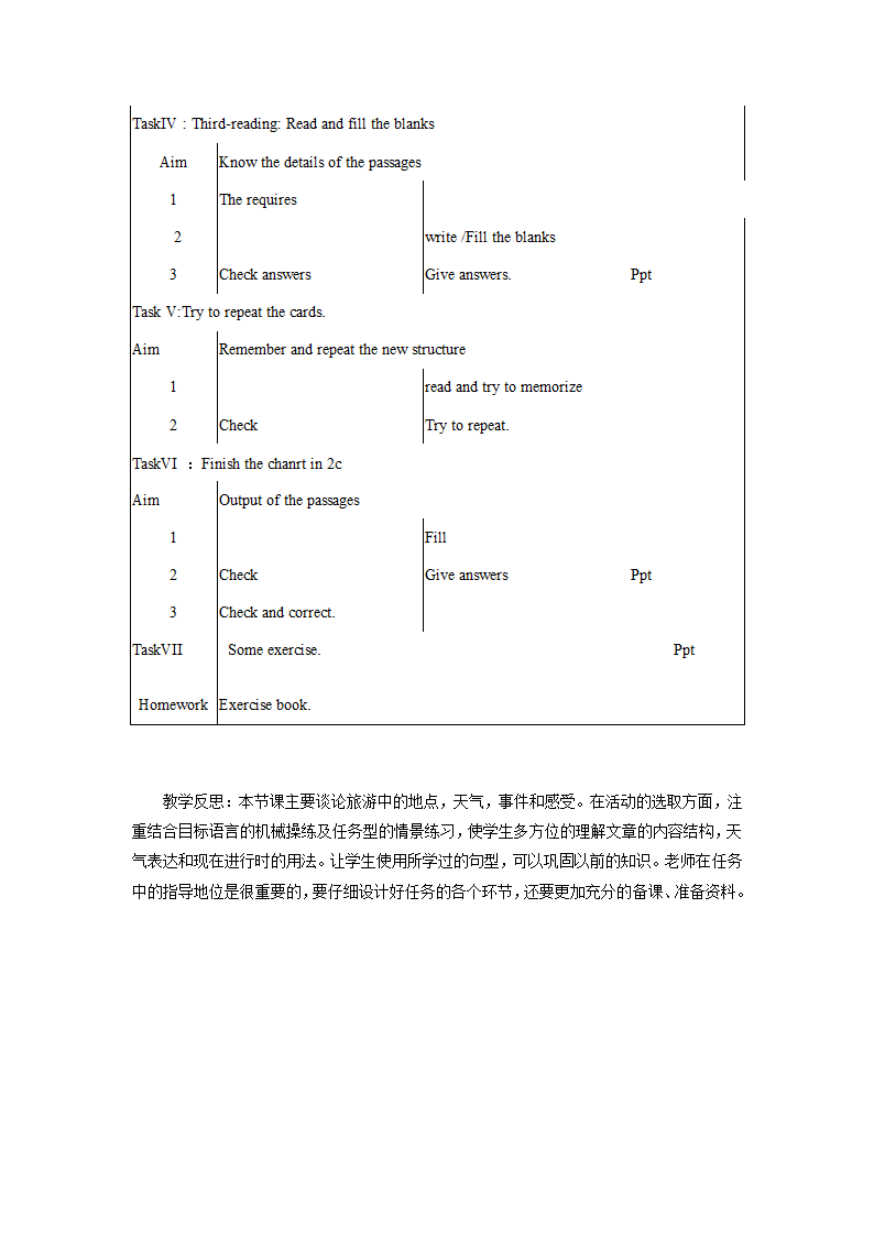 人教版英语七年级下册Unit 7 It's raining! Section B 2a-2c 教案(表格式）.doc第3页