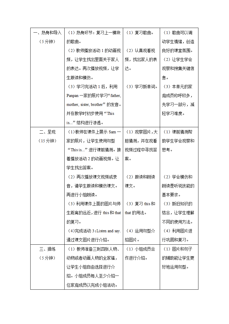 小学英语外研版（三年级起点）三年级上册 Module 9表格式教学设计（3课时）.doc第3页