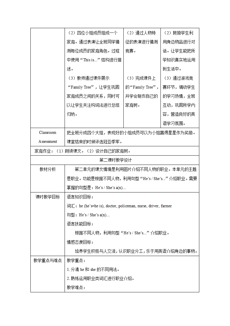 小学英语外研版（三年级起点）三年级上册 Module 9表格式教学设计（3课时）.doc第4页