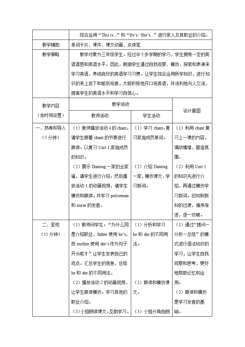 小学英语外研版（三年级起点）三年级上册 Module 9表格式教学设计（3课时）.doc第5页