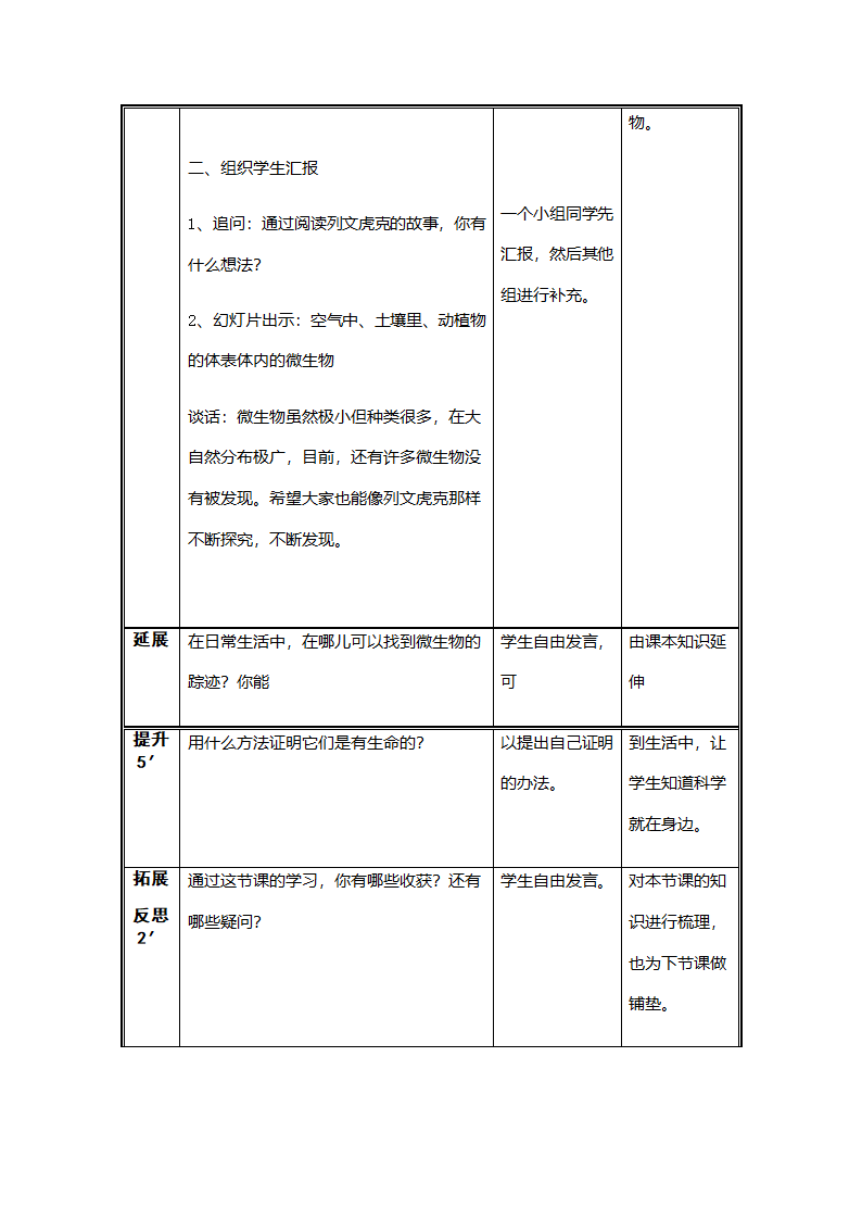 【苏教版】六年级上册科学表格教案-1.1 水滴里的生物.doc第4页