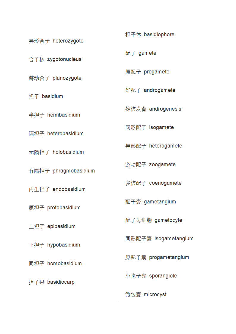 生物中英词汇第10页