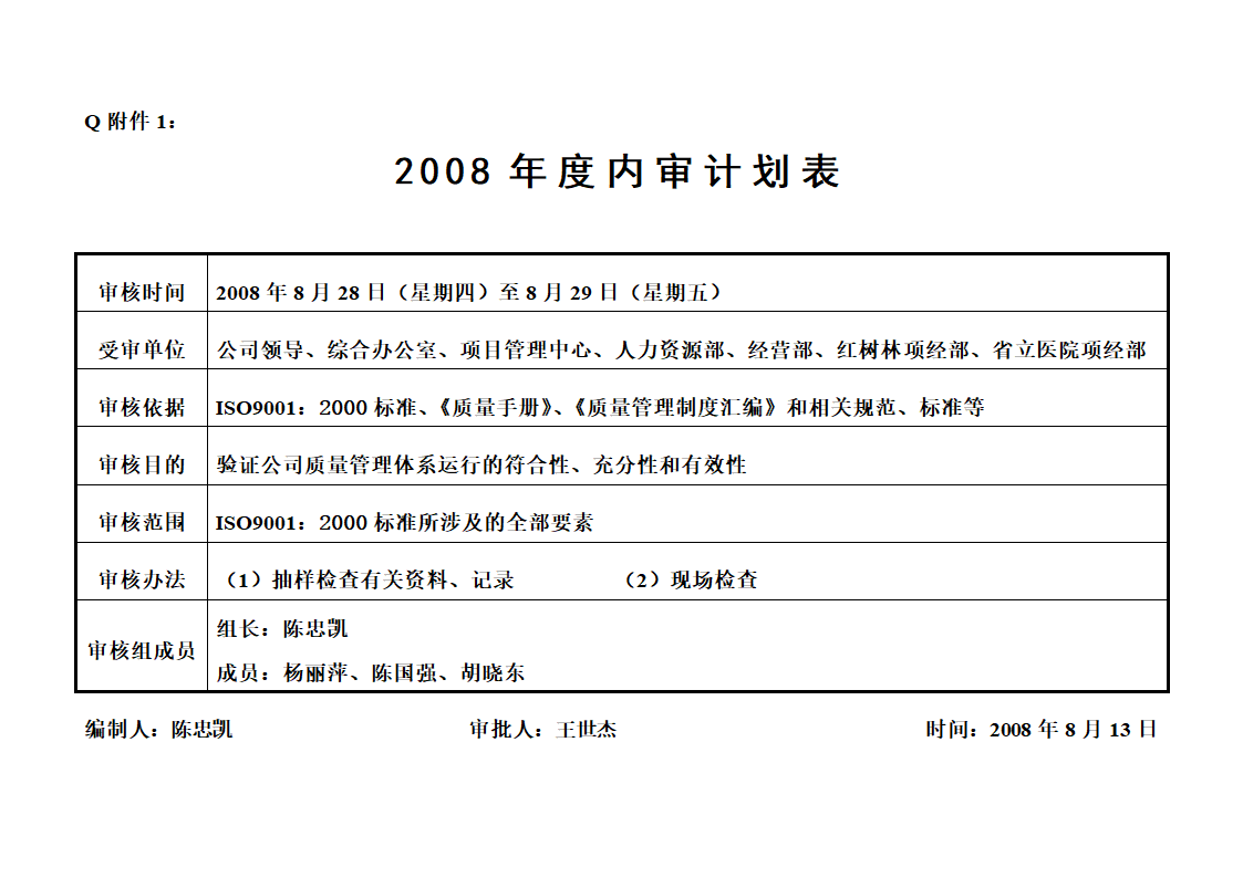 内审计划表第1页