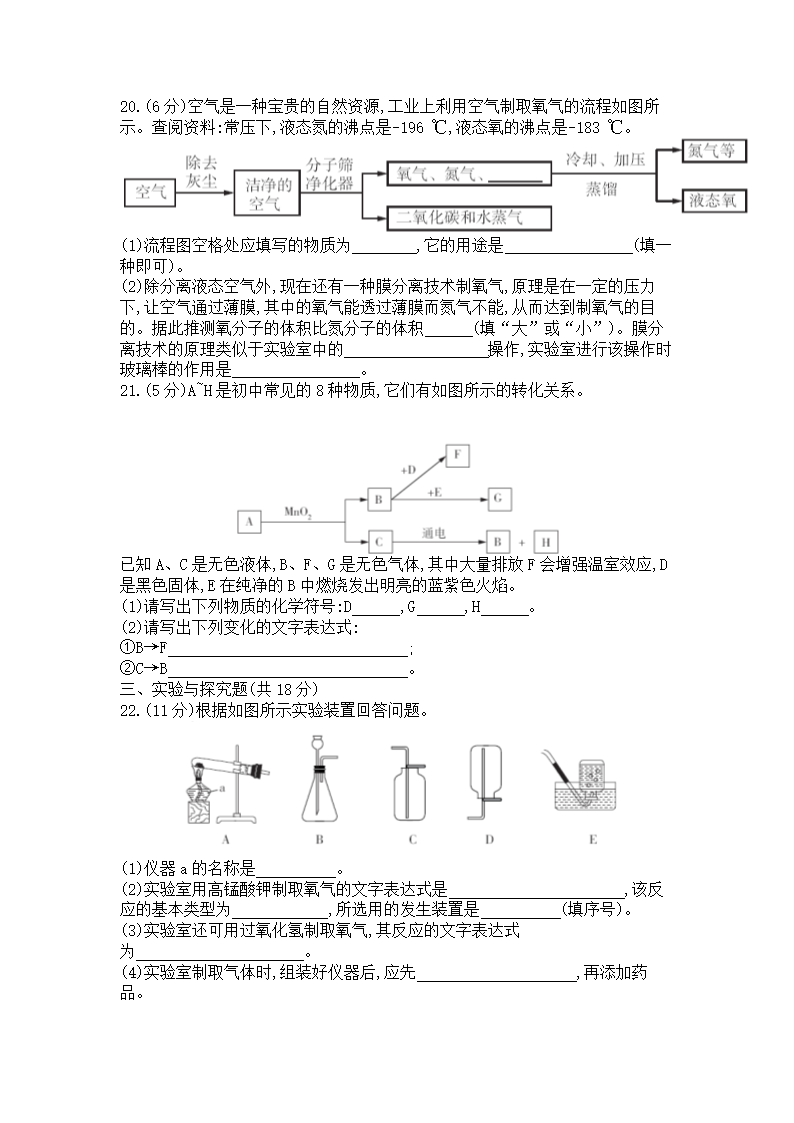 人教版化学九年级上册期中复习卷(word版  含解析）.doc第5页