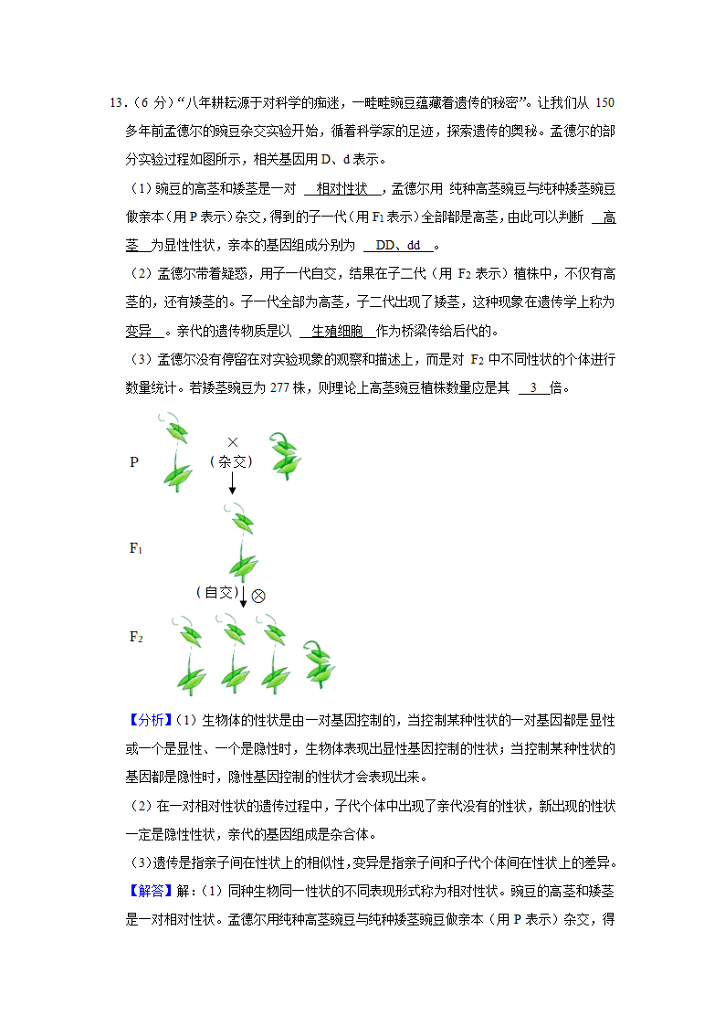 甘肃省武威市2022年中考生物模拟试卷（三）（解析版）.doc第10页