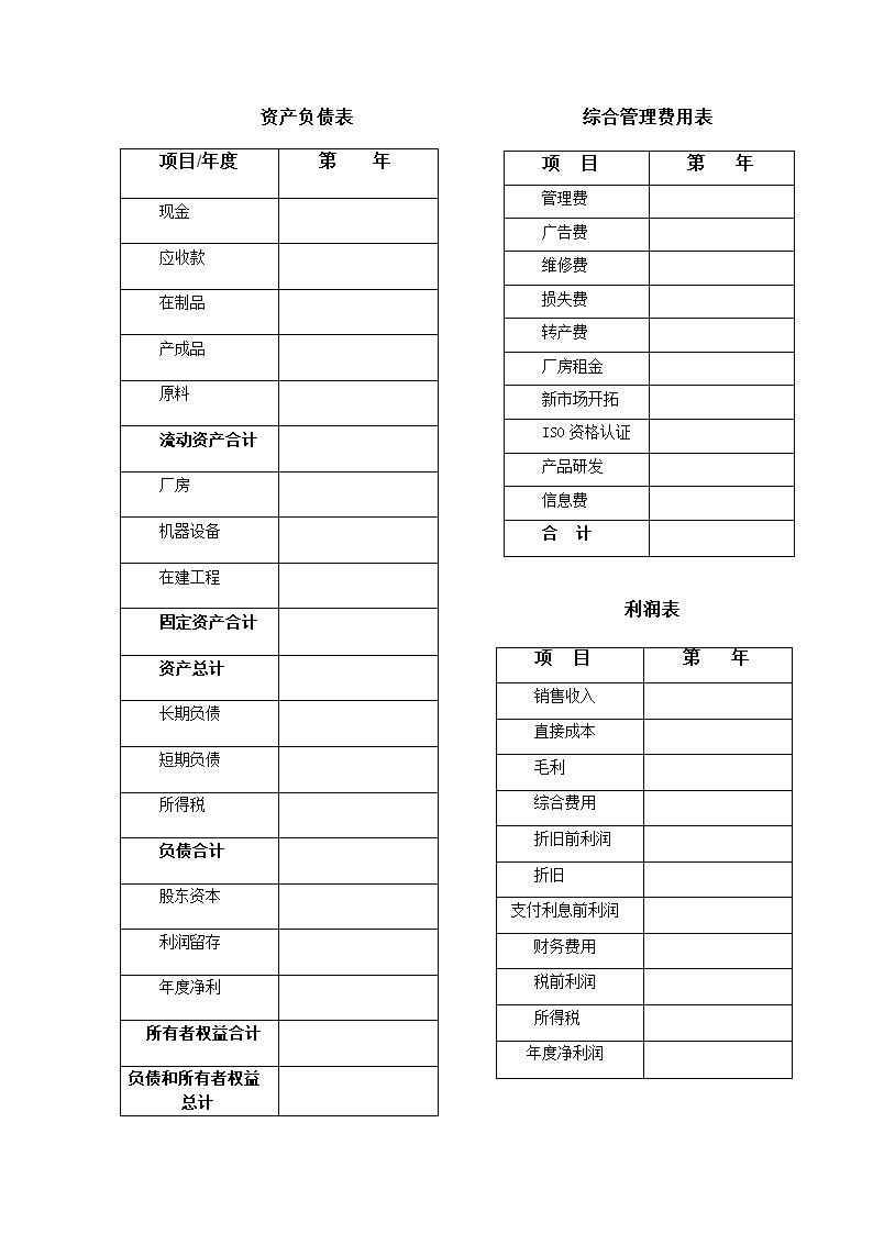 财务报表第1页