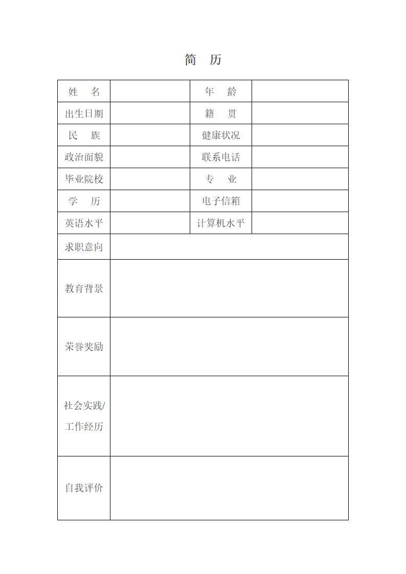 简历姓名年龄-----简历