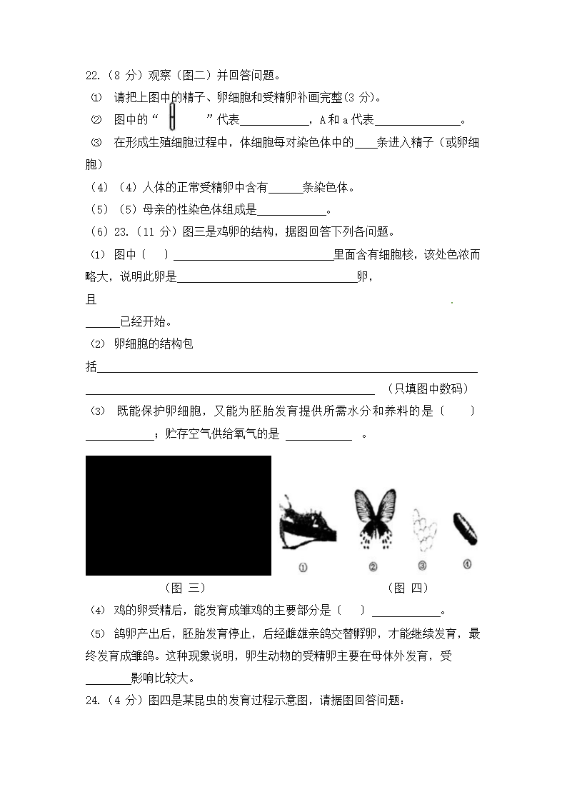 人教版八年级生物下册期末质量检测试卷试题（有答案）.doc第4页