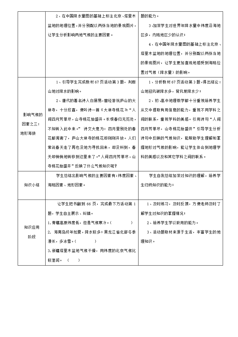 3.4 世界的气候第二课时  教案2021——2022学年人教版地理七年级上册（表格式）.doc第2页