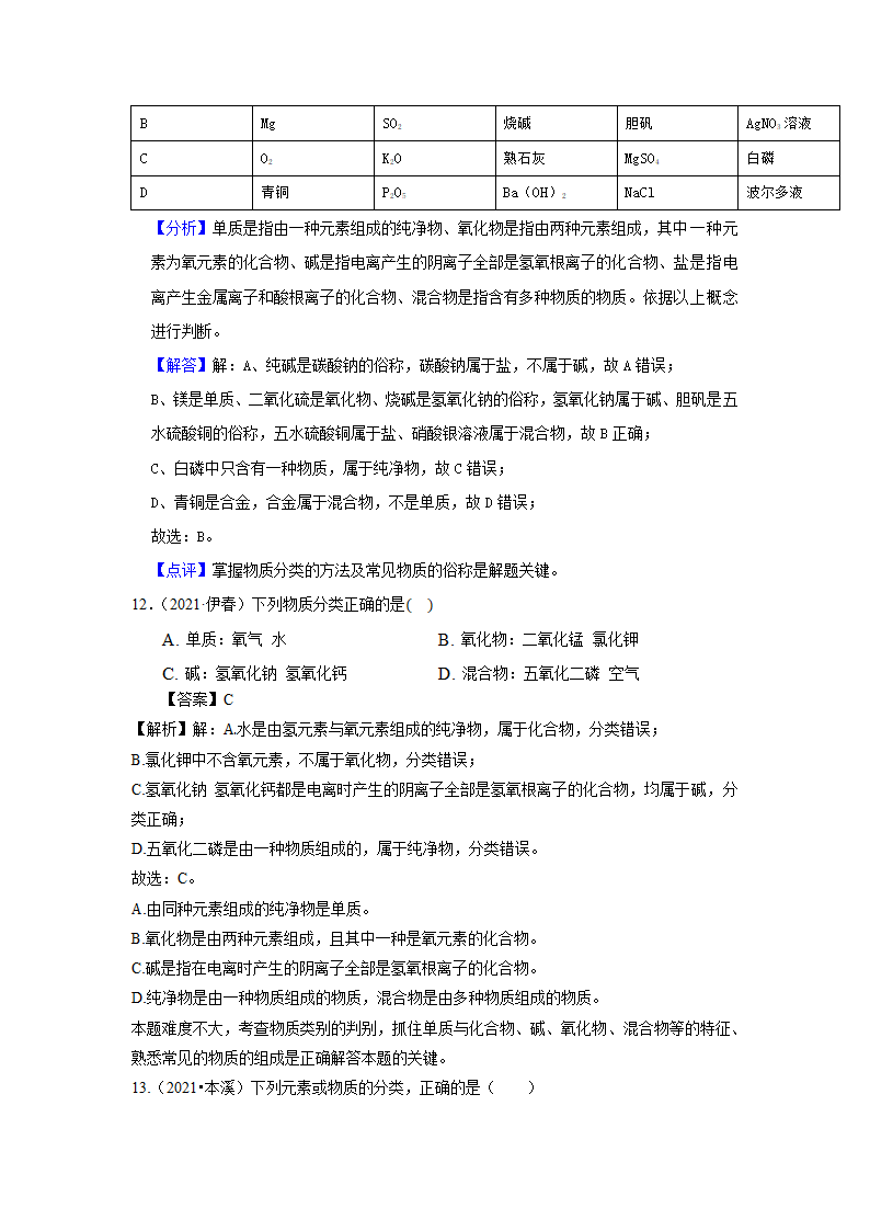 2021年中考化学真题汇编——物质的分类（word解析版）.doc第10页