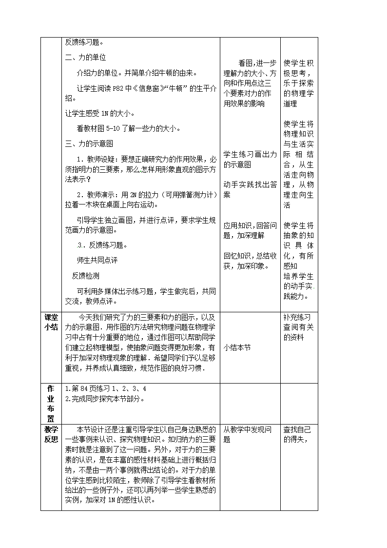 沪科版物理八年级上册 第六章第二节  怎样描述力教案（表格式）.doc第2页