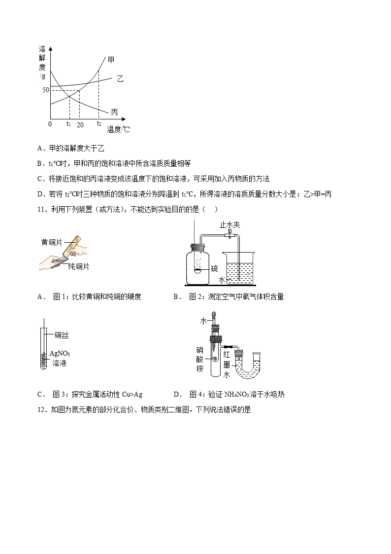 2022年安徽省中考化学仿真卷（九）（word版有答案）.doc第2页