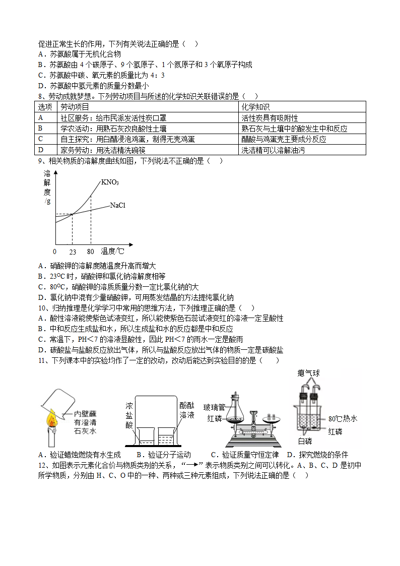 2022年安徽省中考化学仿真卷（八）(word版含答案).doc第2页