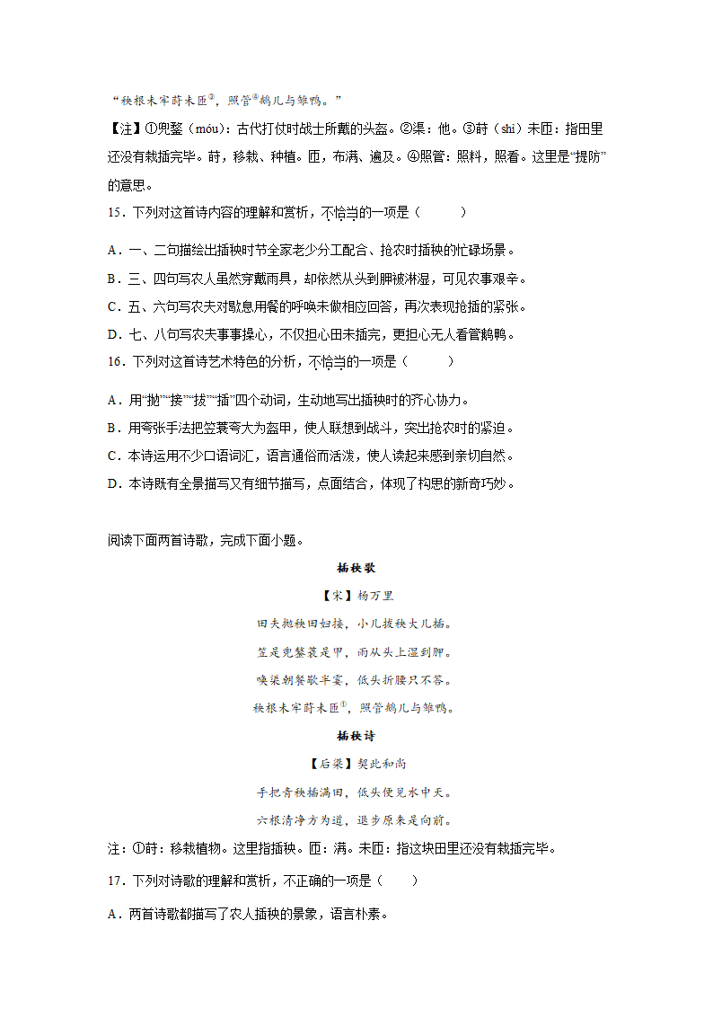 2023届高考语文古诗歌阅读训练-杨万里（含答案）.doc第5页