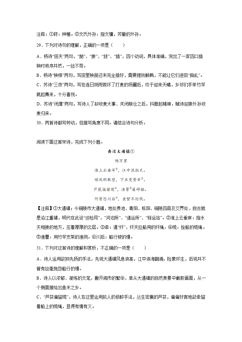 2023届高考语文古诗歌阅读训练-杨万里（含答案）.doc第10页