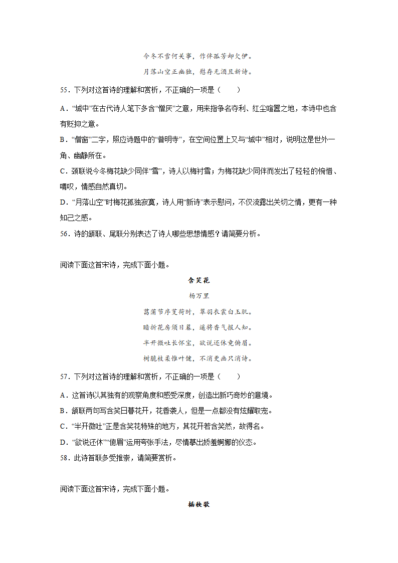 2023届高考语文古诗歌阅读训练-杨万里（含答案）.doc第18页