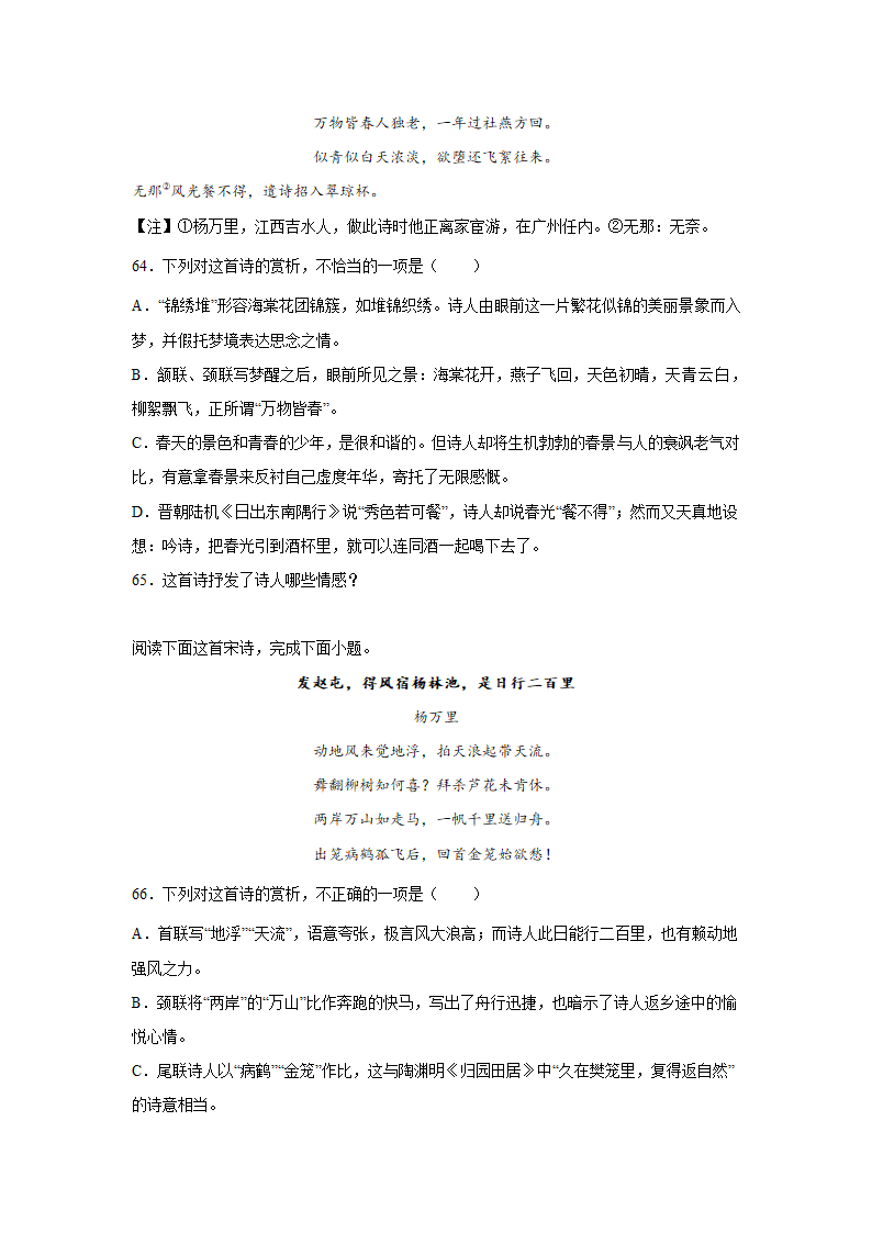 2023届高考语文古诗歌阅读训练-杨万里（含答案）.doc第20页