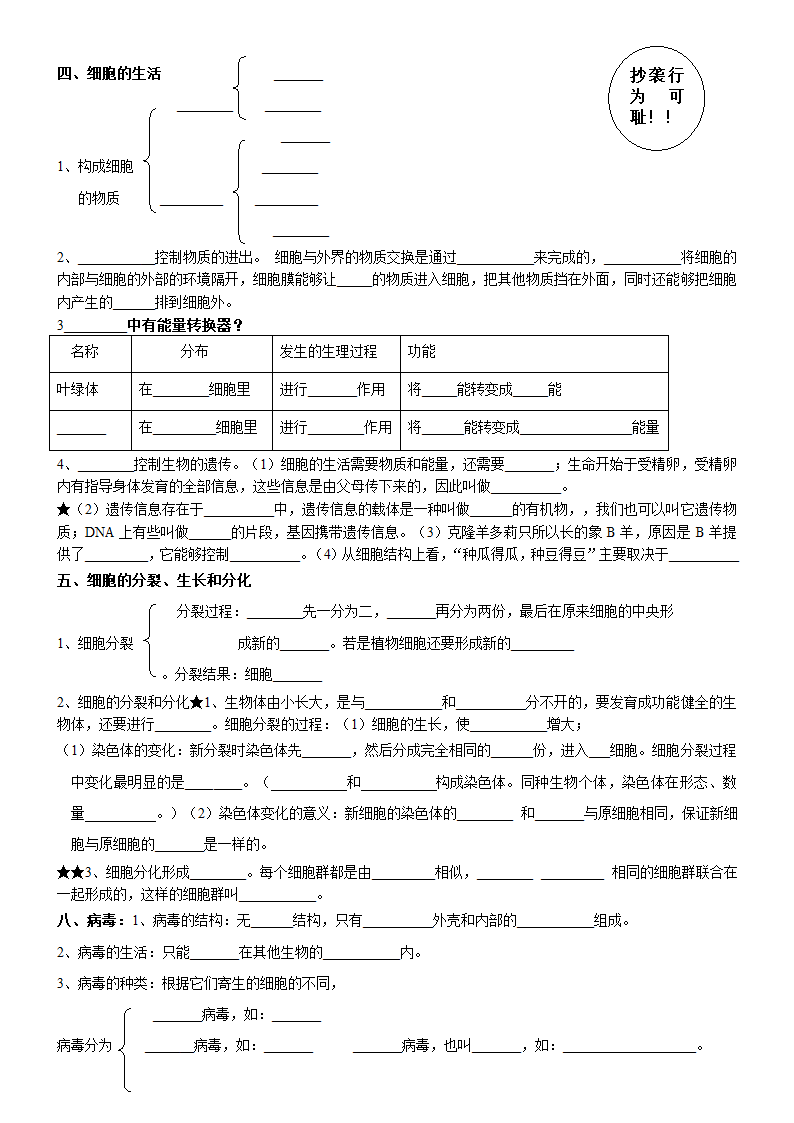 寒假作业二（生物体的结构层次复习学案）.doc第2页