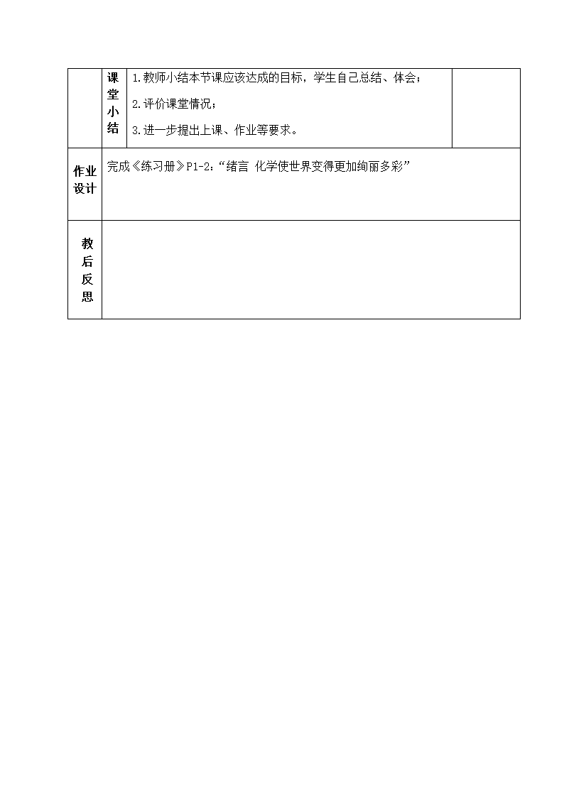 绪言 化学使世界变得更加绚丽多彩 教案 人教版九年级化学上册.doc第4页