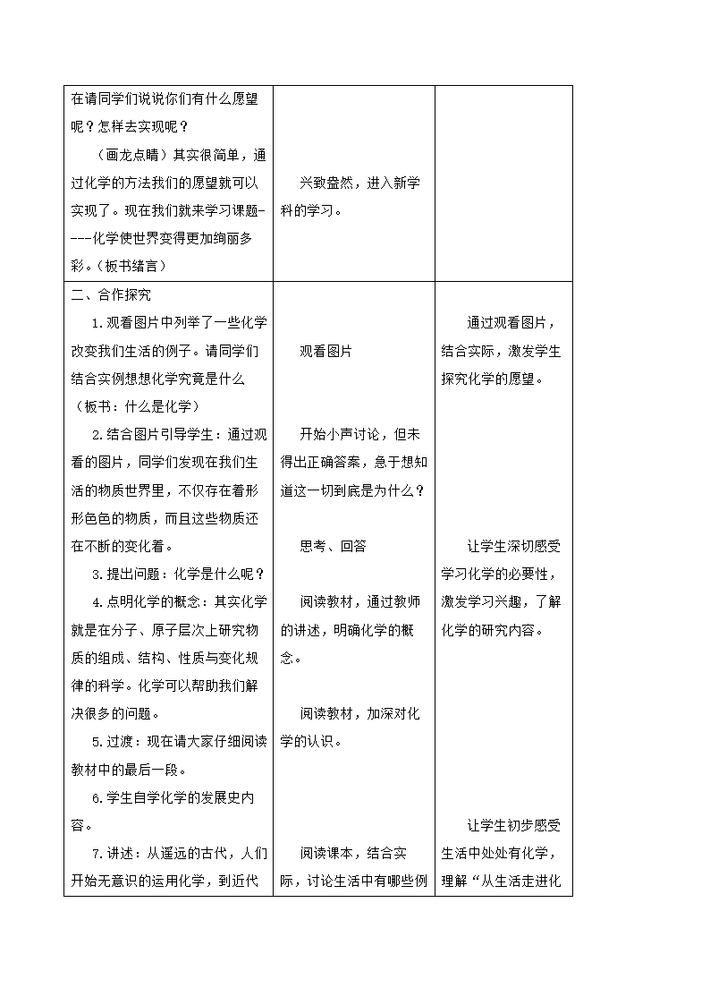 人教版九年级化学 绪言 化学使世界变得更加绚丽多彩 教学设计.doc第2页