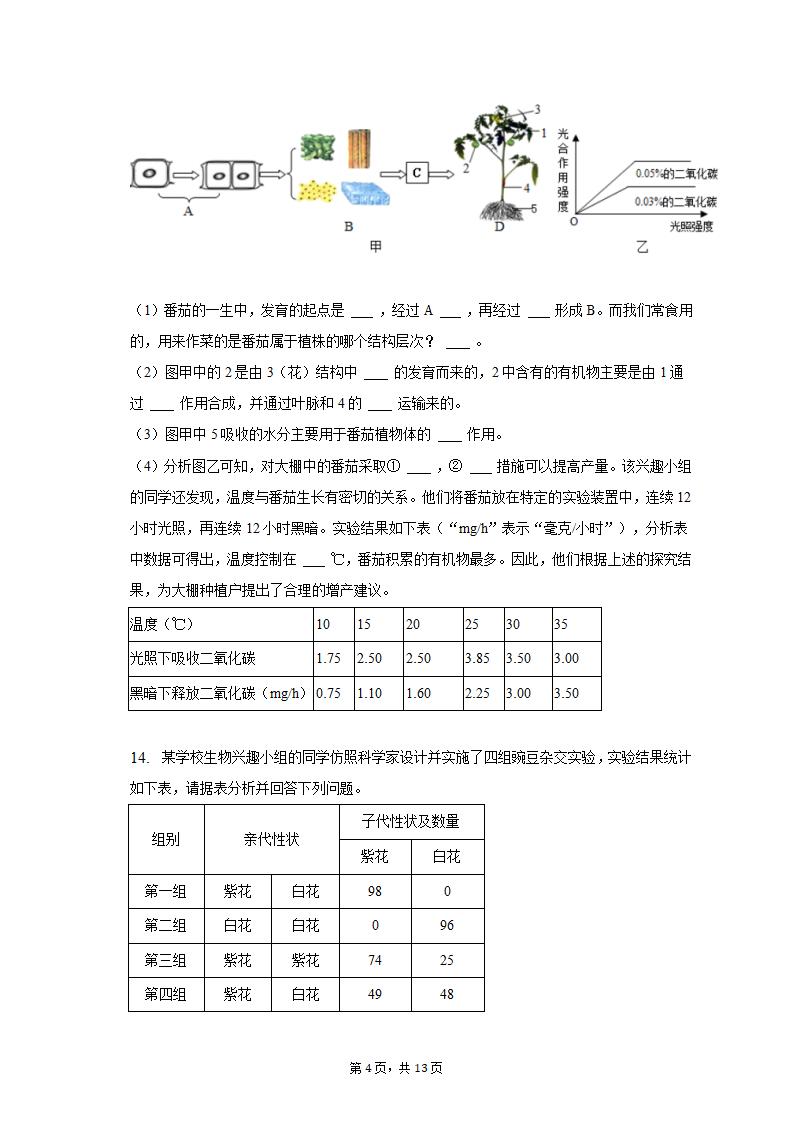 2023年安徽省淮北市中考生物二模试卷（含解析）.doc第4页