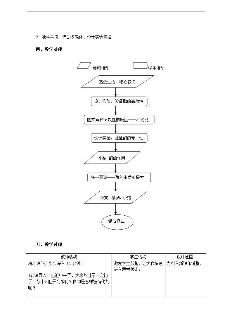 人教版生物必修一5.1　降低化学反应活化能的酶　教学设计.doc第2页