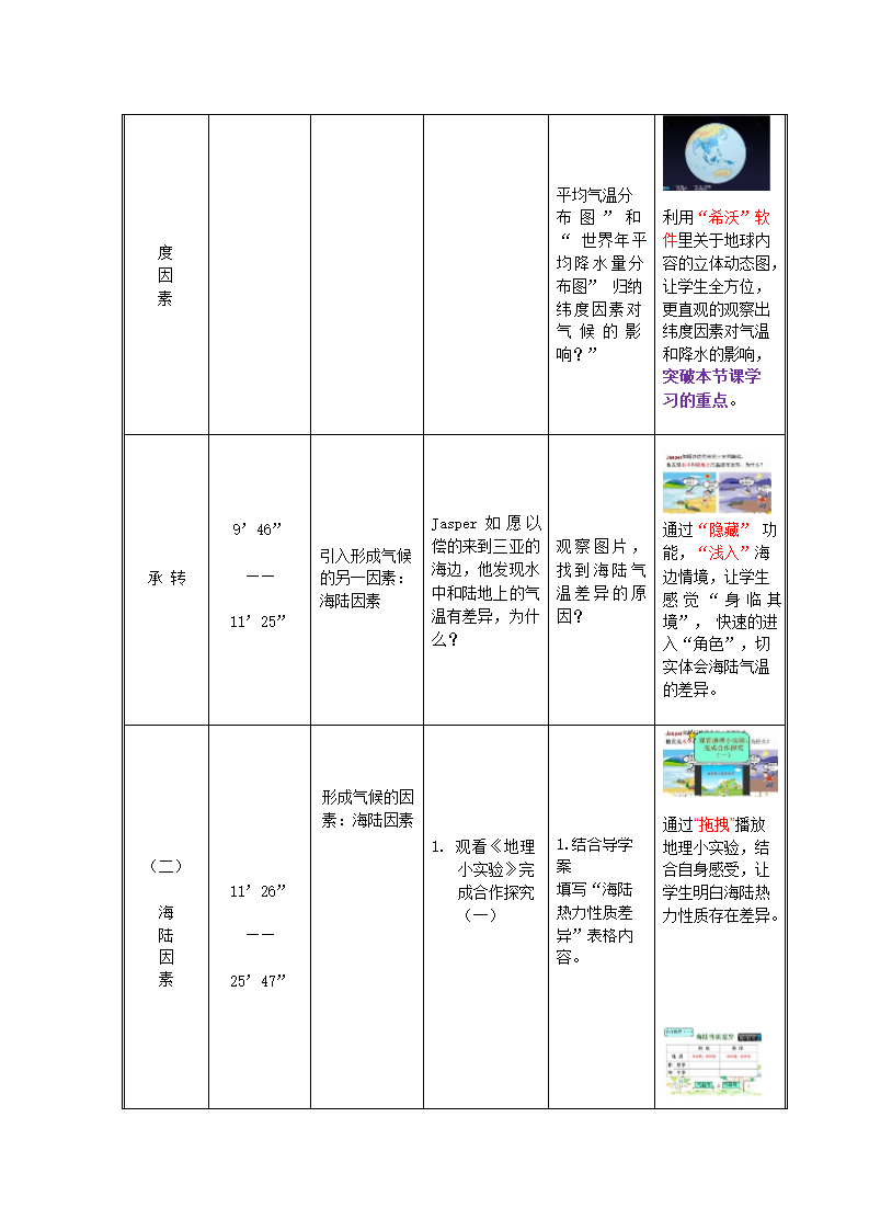 2021-2022学年七年级地理上册商务星球版4.5形成气候的主要因素教案（表格式）.doc第3页