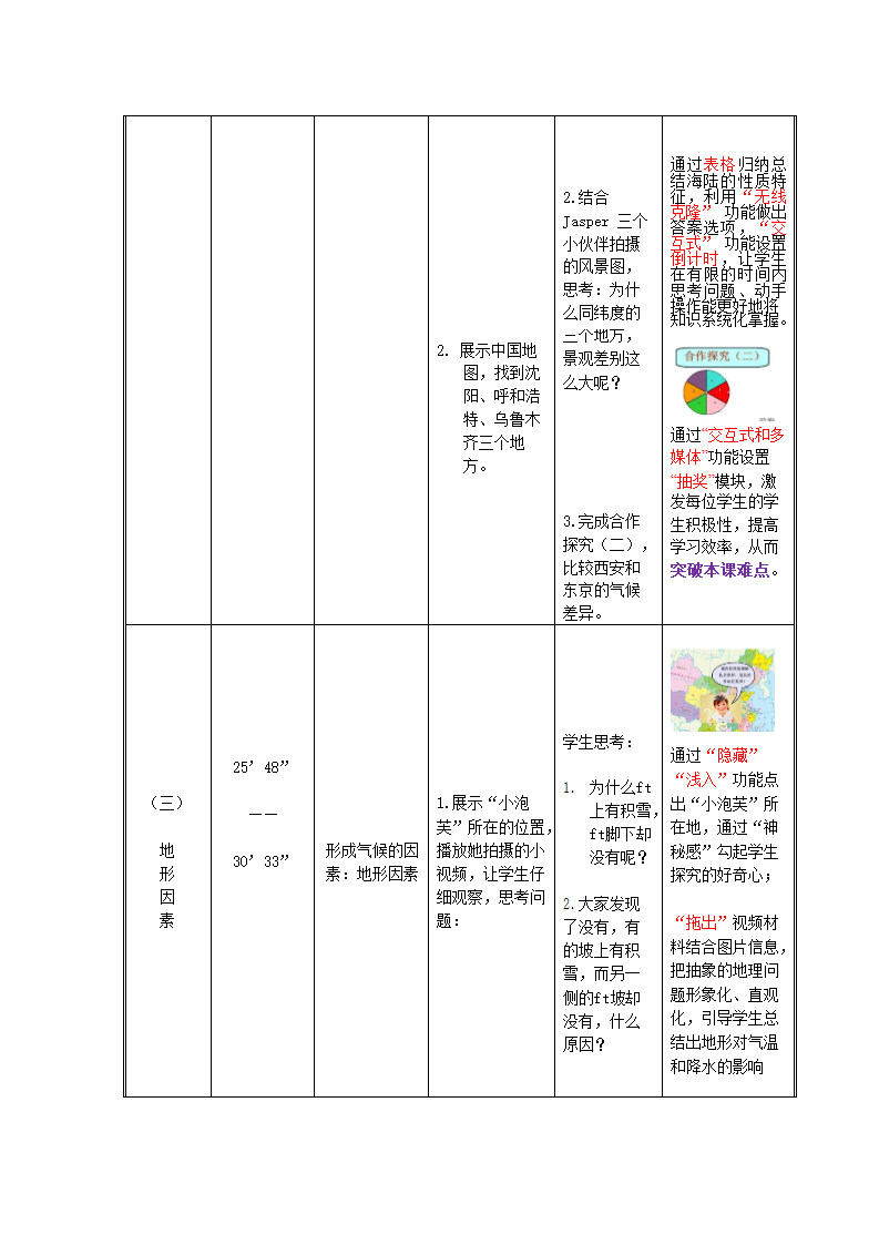 2021-2022学年七年级地理上册商务星球版4.5形成气候的主要因素教案（表格式）.doc第4页