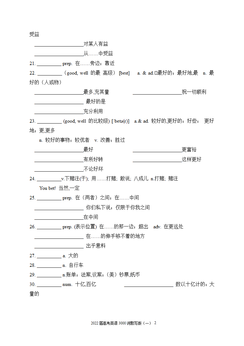 2022届高考英语3000词默写版（一）（无答案）.doc第23页