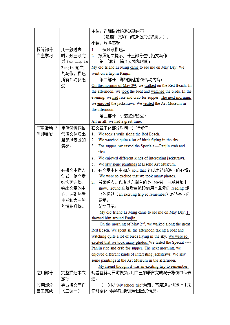 人教版七年级下册 Unit12 What did you do last weekend？ SectionB 3a-3b Self check 教案（表格式）.doc第2页