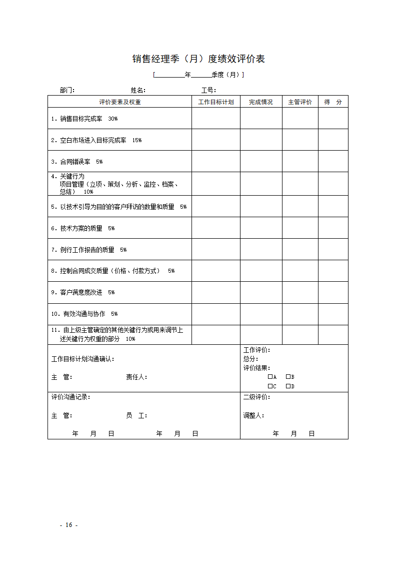 KPI绩效考核表格大全--适合大小公司.docx第16页