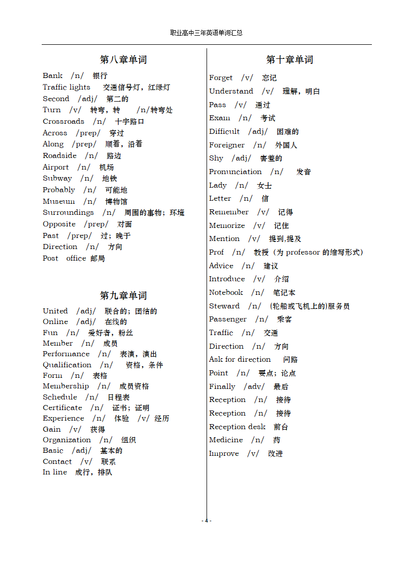 三年职高单词第4页