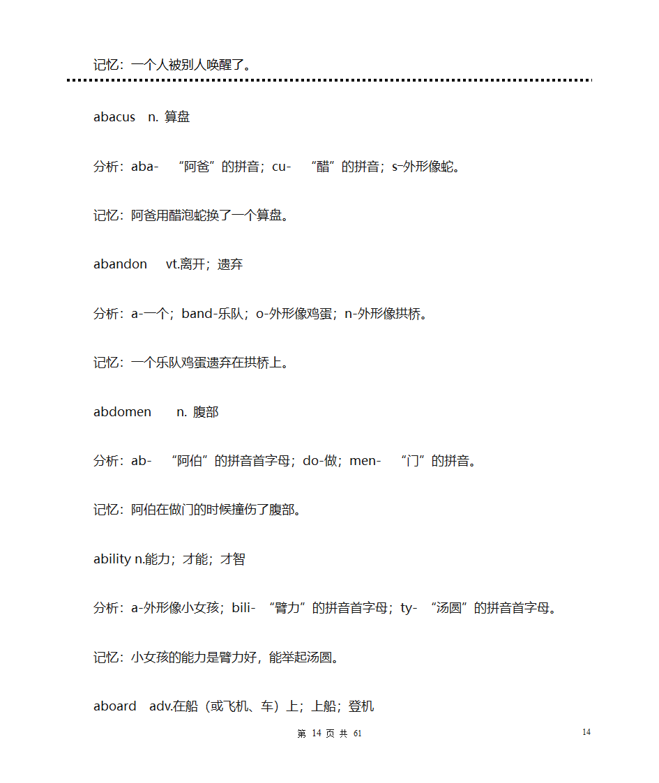 英语单词拆分速记(A部单词)第14页