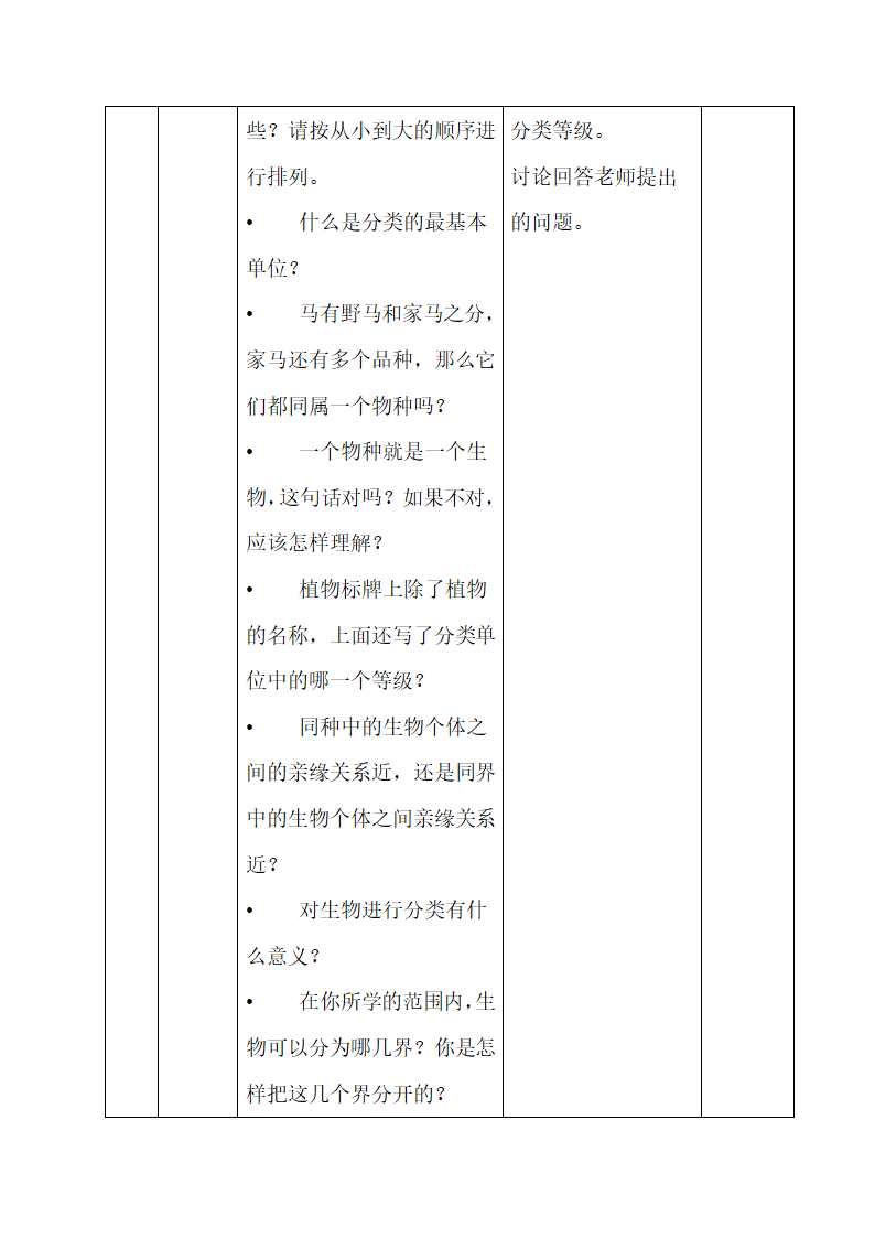 人教版初中生物八年级上册《第二节 从种到界》教案.doc第6页