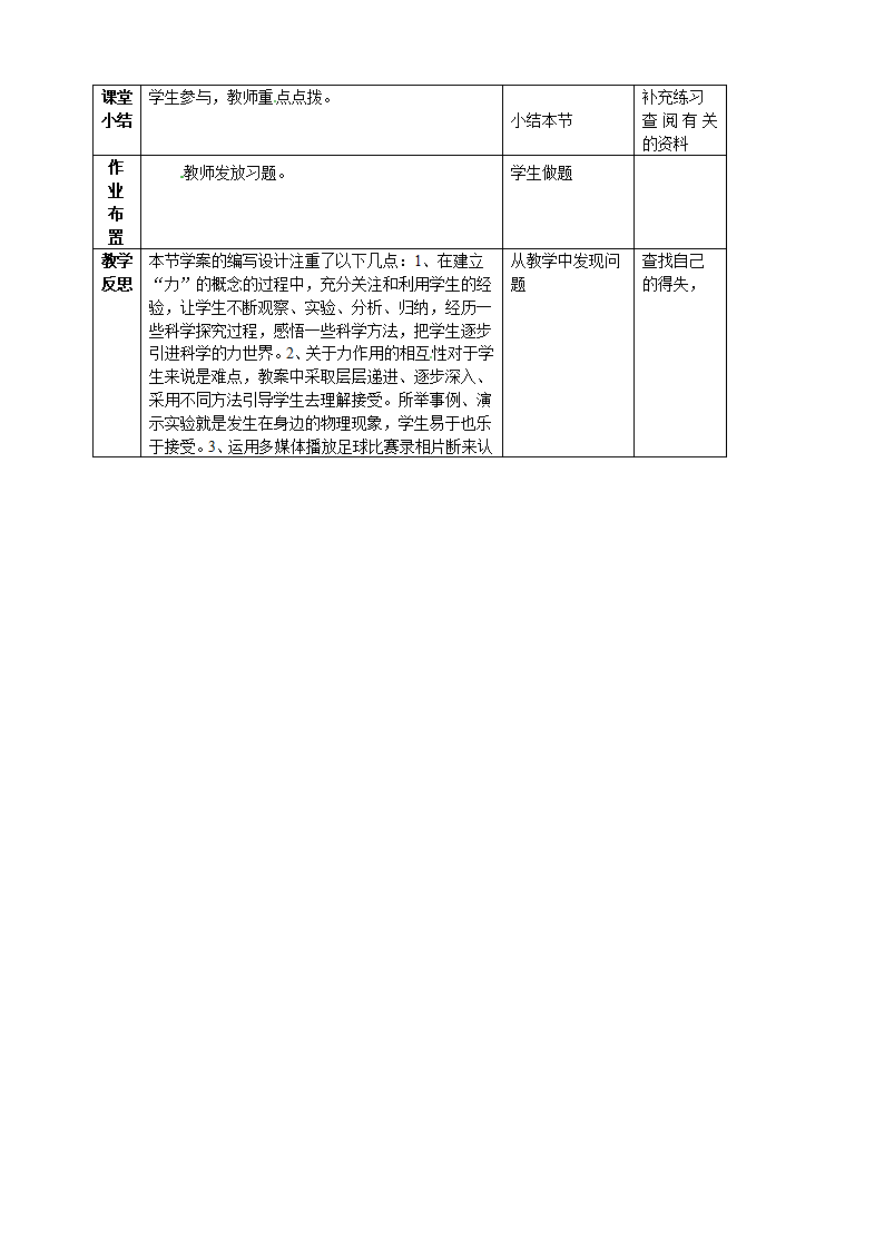 沪科版物理八年级上册 第六章第一节  力教案（表格式）.doc第3页